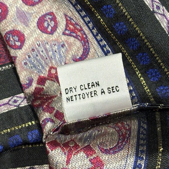 Talbots Silk Blazer Asian Inspired Womens 16W Black Pink Purple Striped Jacket - Picture 12 of 12